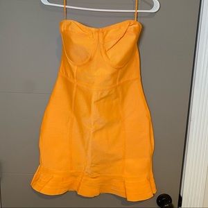 Strapless Orange Bandage Mini Dress!